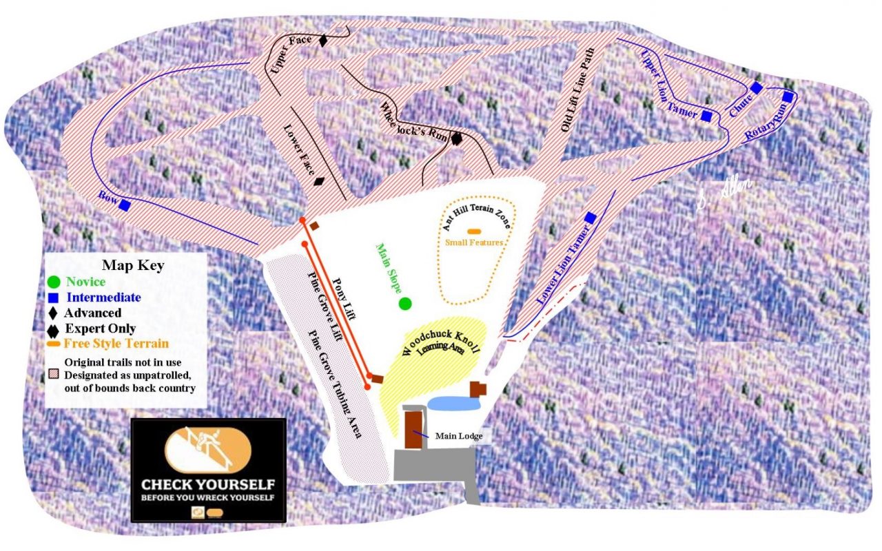 Ski Trail Map for Arrowhead Recreation Area in Claremont, NH