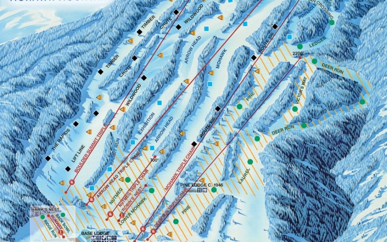 Ski Trail Map for Mohawk Mountain Ski Area in Cornwall, CT