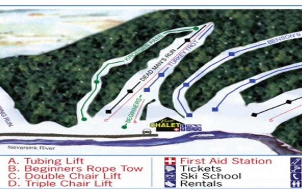 Ski Trail Map for Holiday Mountain Ski Area in Monticello, NY