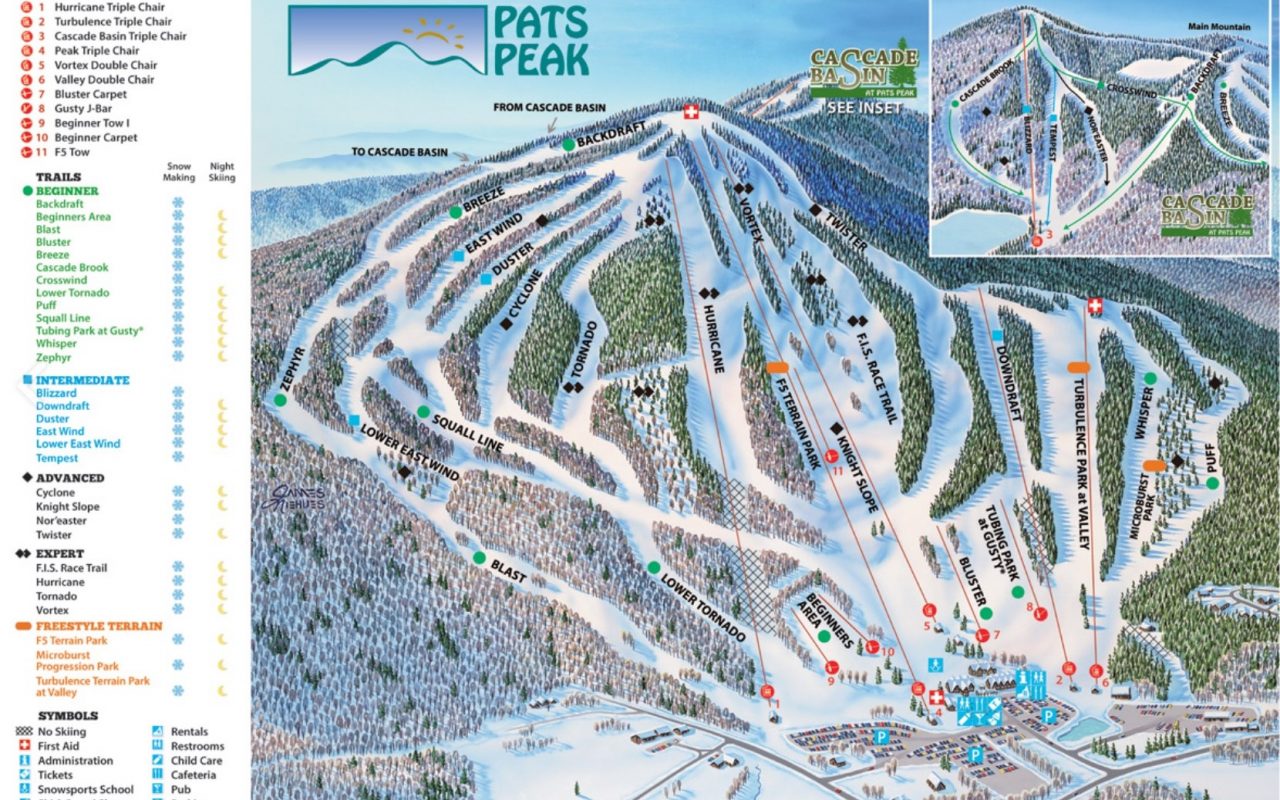 Ski Trail Map for Pats Peak Ski Area in Henniker, NH