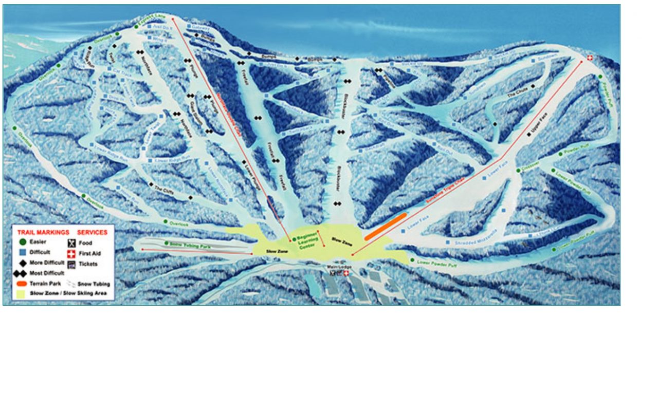 Ski Trail Map for Plattekill Mountain Ski Area in Roxbury, NY