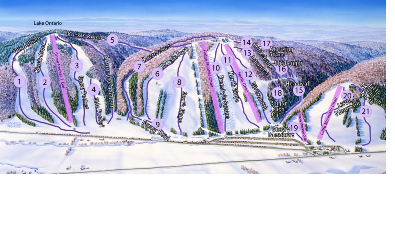 Ski Trail Map for Snow Ridge Ski Resort in Turin, NY