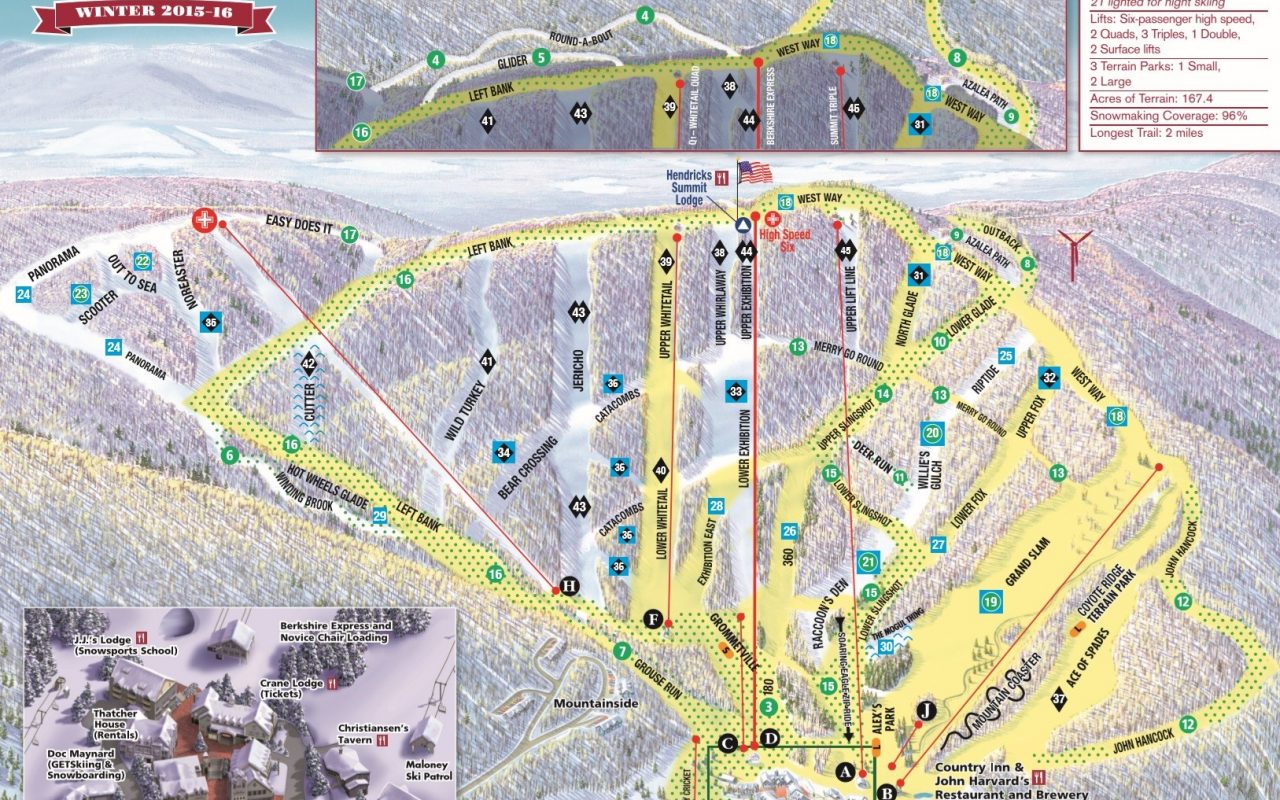 Ski Trail Map for Jiminy Peak Mountain Resort in Hancock, MA