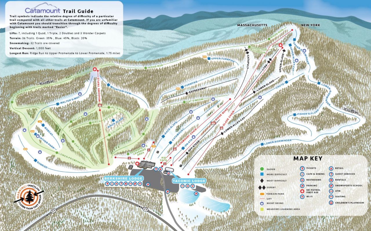 Ski Trail Map for Catamount Ski Area in Hillsdale, NY
