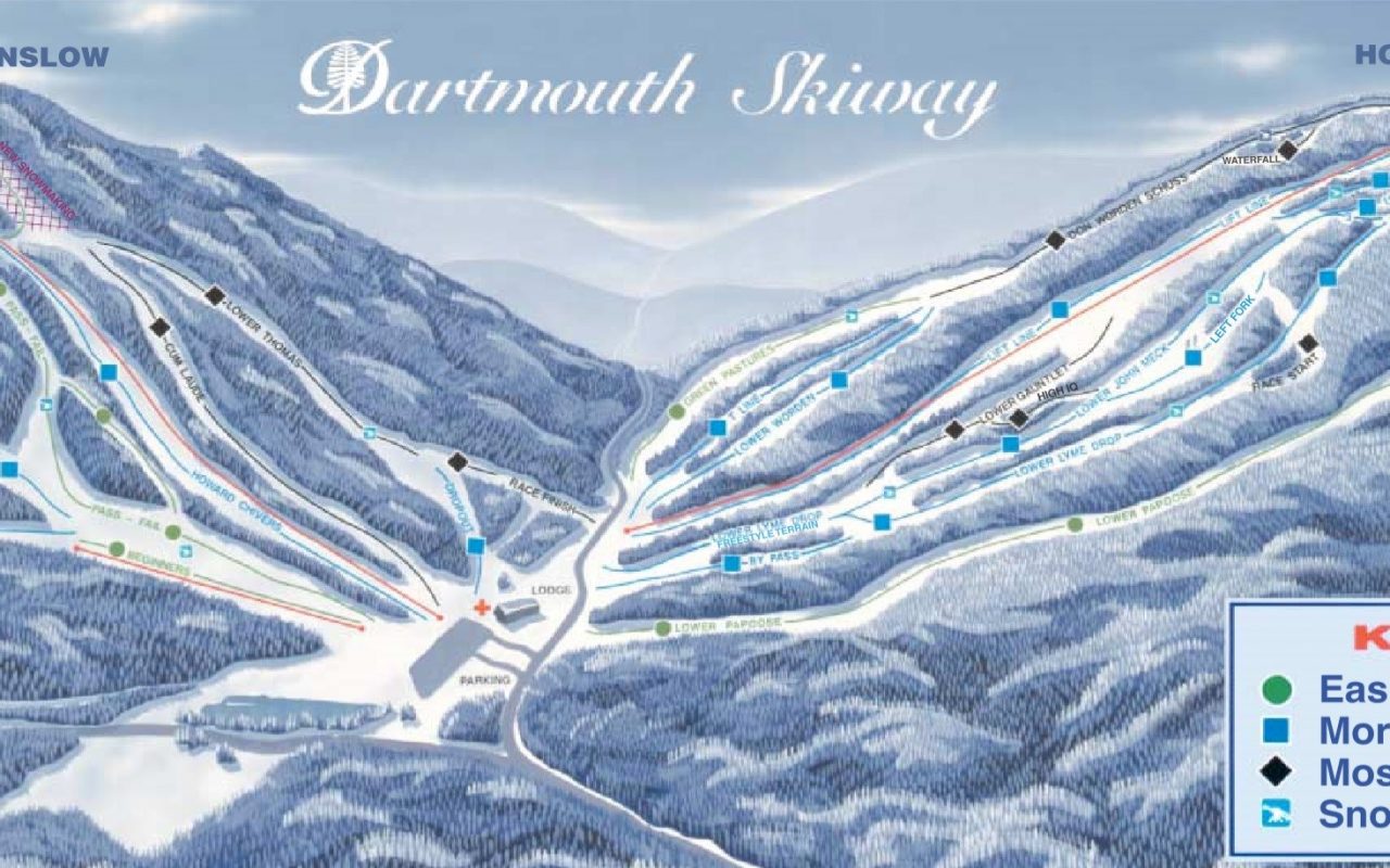 Ski Trail Map for Dartmouth Skiway in Lyme Center, NH
